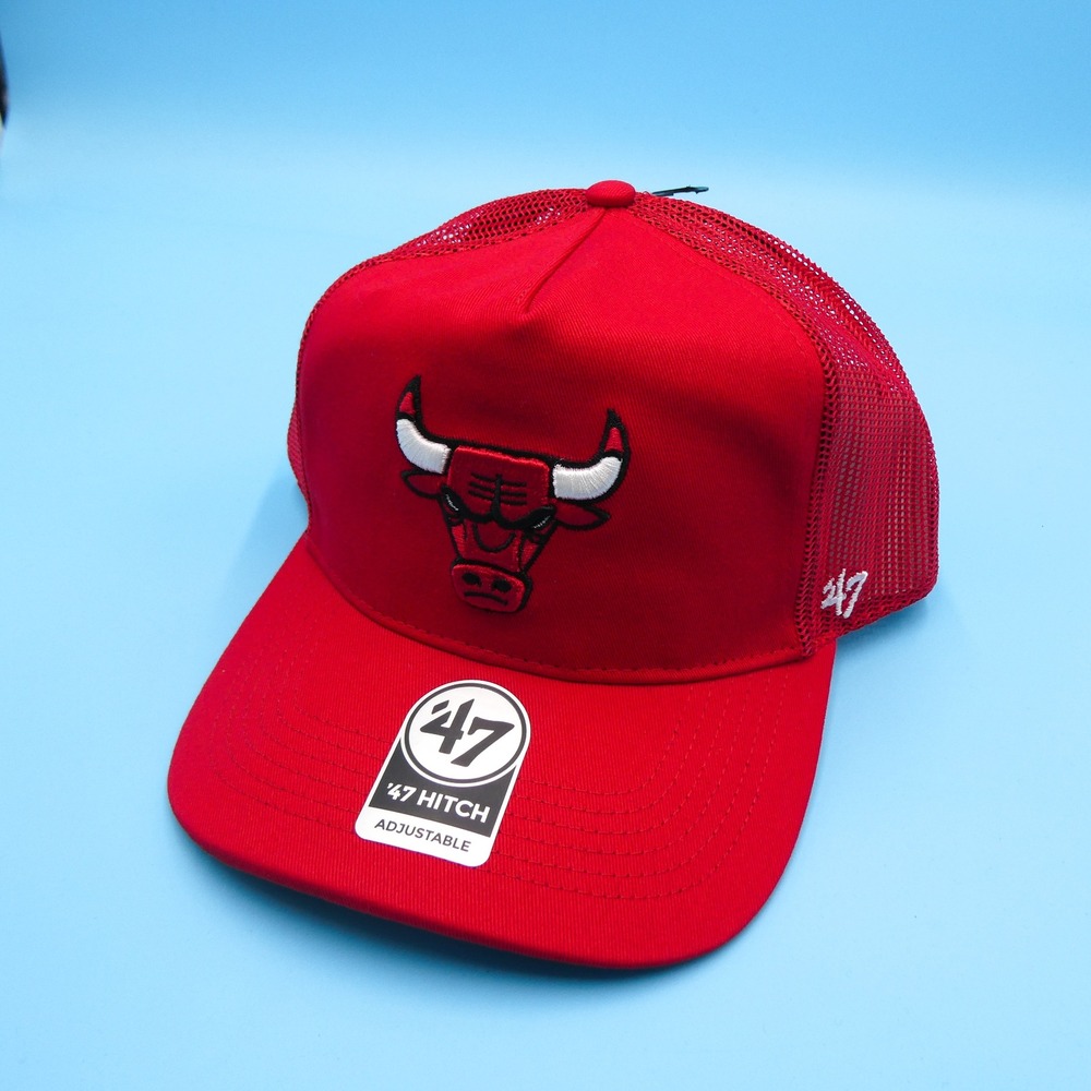 '47 Brand Hat Mens One Size 47 Hitch Chicago Bulls Red Mesh Snapback NBA‎ Cap